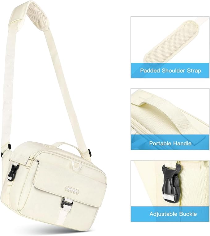 MOSISO Camera Shoulder Bag Camera Case Crossbody Sling Purse, Beige | DSLR/SLR/Mirrorless Compact Padded Photography Handbag with Rain Cover Compatible with Canon/Nikon/Sony Cameras and Lenses - Image 7