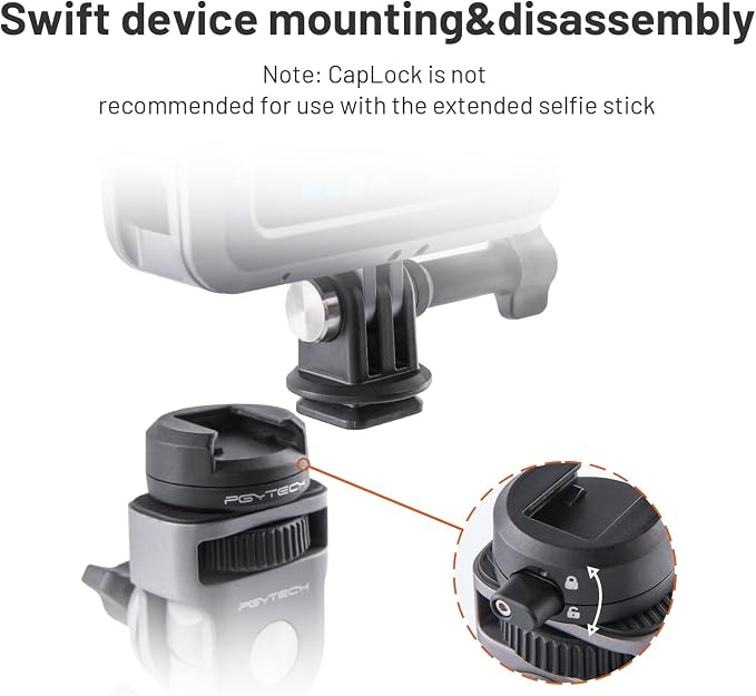 PGYTECH CapLock Super Clamp Mount, Aluminum Alloy Bracket Crab Clamp Mount | Heavy Duty Clamp with 1/4" Screw for Gopro 13/12, DJI Osmo 360/Action 6/5 Pro/Pocket 3 4/Xtra Muse, Insta360, Action Camera - Image 5