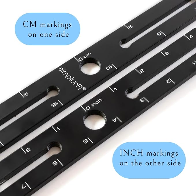 Stereo Array Spacing Microphone Mount with Ruled Markings - Holds 2 Mics - X-Y and ORTF Mic T-Bar Bracket, Fits 3/8" and 5/8" Mic Stands with Included Adapter (MIC-BAR-CLIP-MARK) - Image 2