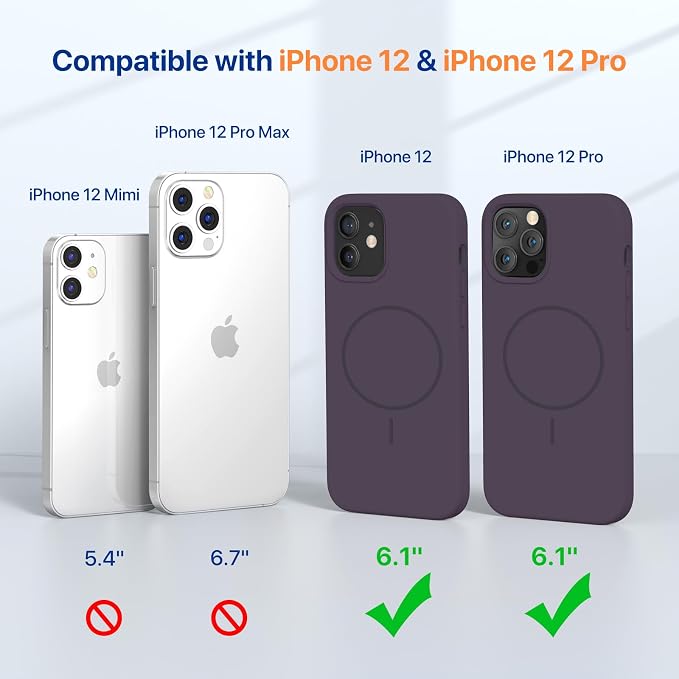 Miracase Magnetic for iPhone 12 Case/iPhone 12 Pro Case, Dark Purple | Compatible with MagSafe, Anti-Scratch Microfiber Lining, Premium Silicone Shockproof Drop Protection Phone Case for 12/12 Pro - Image 2