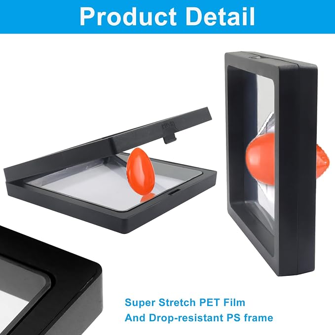 20Pcs 3D Floating Display Case, 4.3x4.3Inch | Clear Film, Jewelry Storage Box, For Coin Fossils Rocks/Collectors, 3D Floating Coin Display Stand - Image 3
