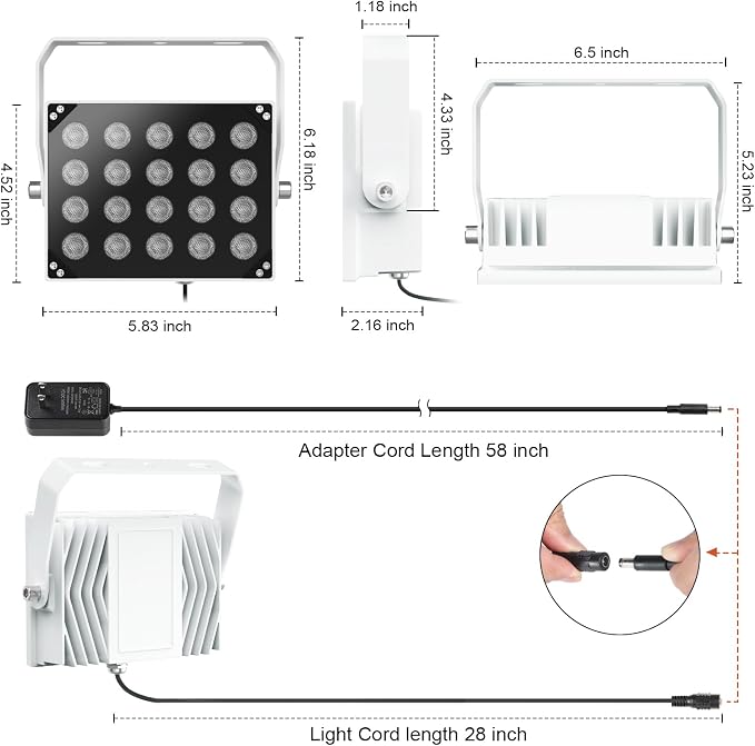 Univivi 20-LEDs IR Illuminator 850nm IR Light for Security Camera, White | Long Range IR Illuminators for Night Vision, 90 Degree Wide Angle Infrared Flood Light, IP67 Waterproof for Outdoor&Indoor - Image 3