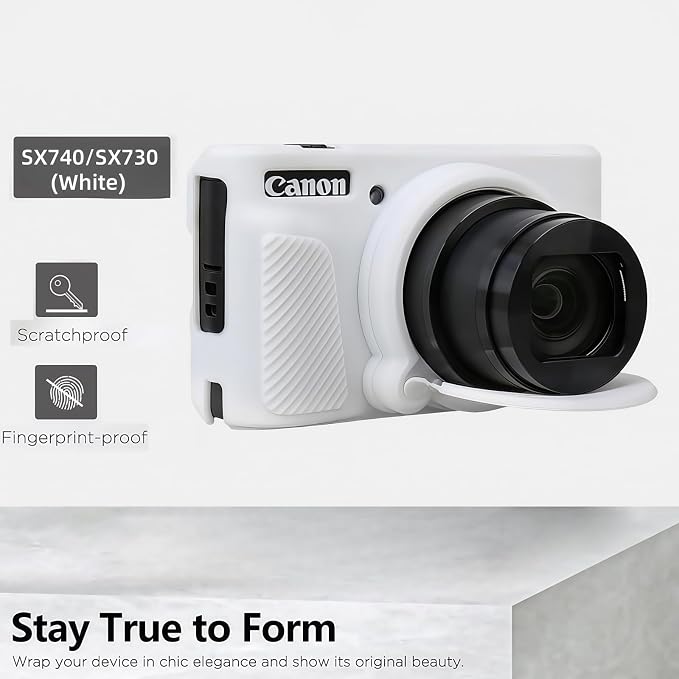 Camera Case for Canon PowerShot SX740/ SX730 Digital Camera, SX740 HS Case | Soft Silicone Protective Case Removable Lens Cover, Comes with 2 Screen Protectors and 1 Wrist Strap. (White) - Image 7
