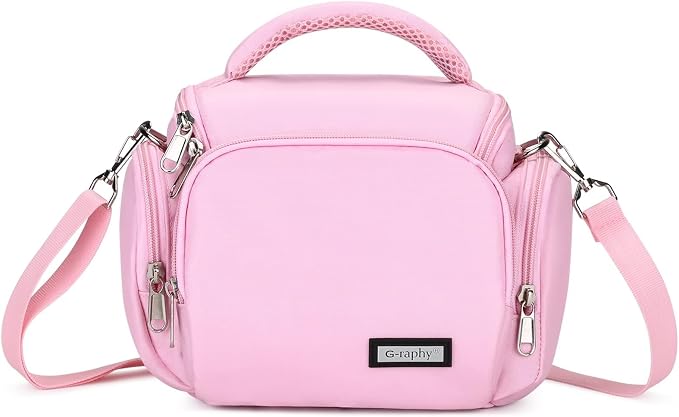 G-raphy Camera Bag Case Pink Small Photography Bags DSLR SLR MIRRORLESS BAG with Removal Straps by G-raphy