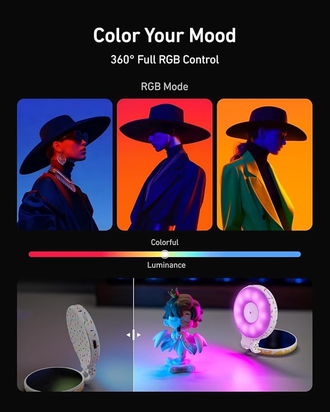 TELESIN Magnetic Phone Camera Grip & 360° RGB Magnetic Selfie Light Kit | Fun Shot Phone Selfie Grip Creator Kit for iPhone Magsafe & Android Selfies/Photography/TikTok/Zoom Calls/Video - Image 6