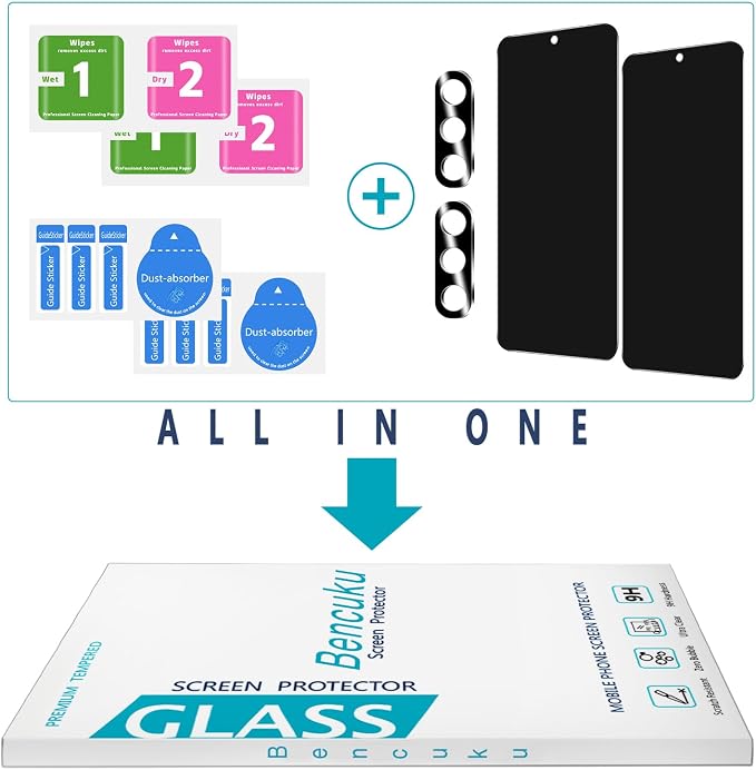 Privacy Screen Protector for Samsung Galaxy S26 Tempered Glass | Camera Lens Protector, Fingerprint ID Compatible, Anti Spy, Anti Scratch, 2+2 Pack - Image 7