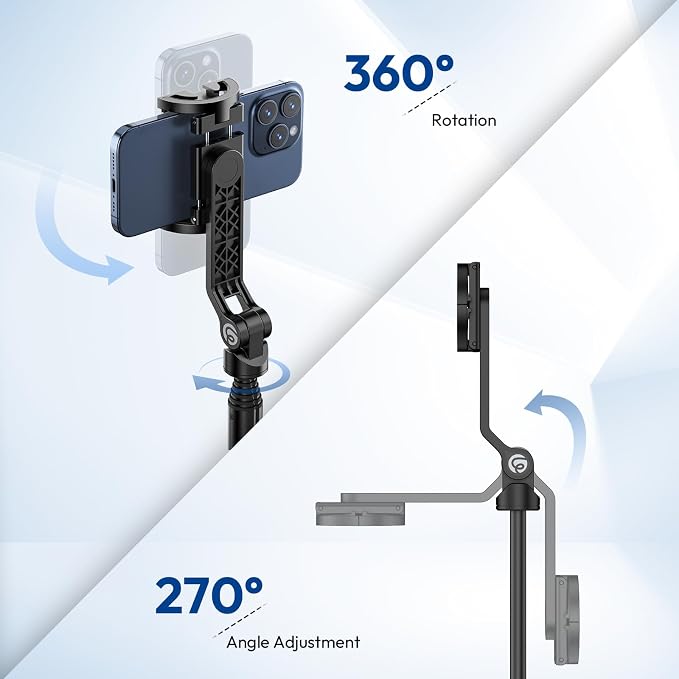 ULANZI TT88 Magnetic Tripod for iPhone 17, 57" Extendable Selfie Stick w Remote, 2-in-1 Phone Clip & Dual Cold Shoe Mounts-Lightweight Phone Tripod Stand for Vlogging, Travel, Video Recording, Black - Image 3