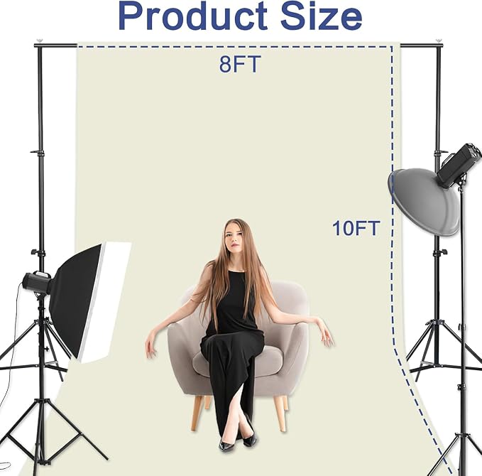 GFCC 8FTX10FT Ivory Backdrop Background for Photography Photo Booth Backdrop for Photoshoot Background Screen Video Recording Parties Curtain | Non-Reflective, Polyester Curtain, Easy Hang, Multipurpose Screen for Studio Photo Booth, Video Recording, P... - Image 4