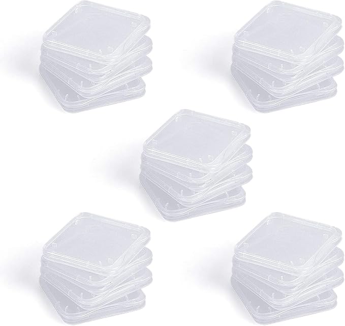 SD Card Holder, WOVTE Plastic SD MMC SDHC PRO Duo Memory Card case Holder Jewelery Case Transparent White Pack of 20 by WOVTE