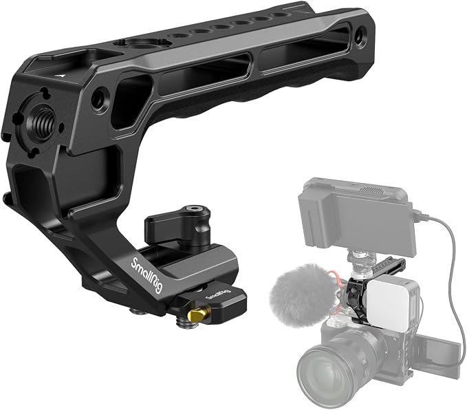 SmallRig Lightweight NATO Top Handle for DSLR Camera Cage - 4345 | Universal Top Handle for Camera Cages, Lightweight Aluminum, 5 Cold Shoe Ports for Monitors, Mics & LED Lights by SmallRig