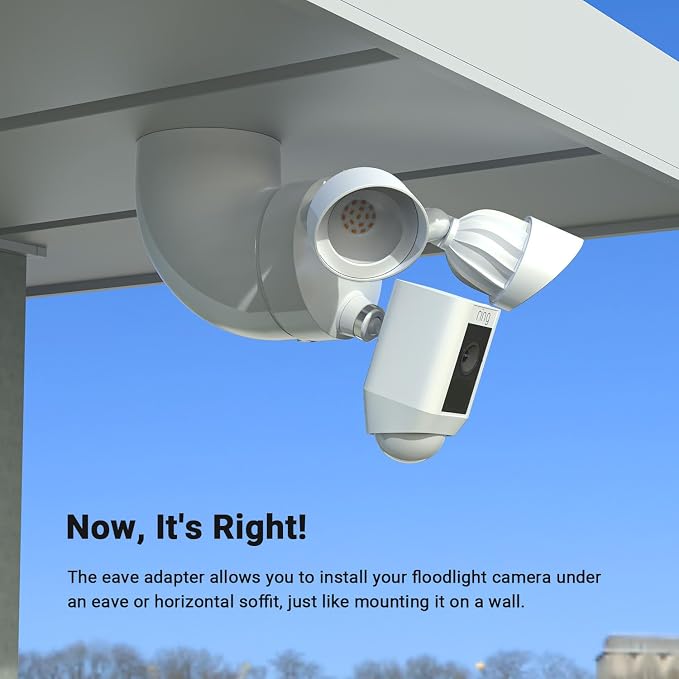 Eave Mount for Ring, Blink and Wyze Floodlight Camera, White | 90° eave adapter, mounts floodlight cam upright like on wall, durable plastic, hardware included - Image 4