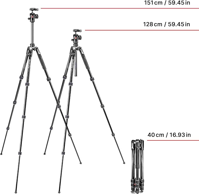 Manfrotto Befree Advanced Camera Tripod Kit with Twist Closure, Travel Tripod Kit with Ball Head, Portable and Compact, Camera Tripod in Aluminum for DSLR, Reflex, Mirrorless, Camera Accessories - Image 2