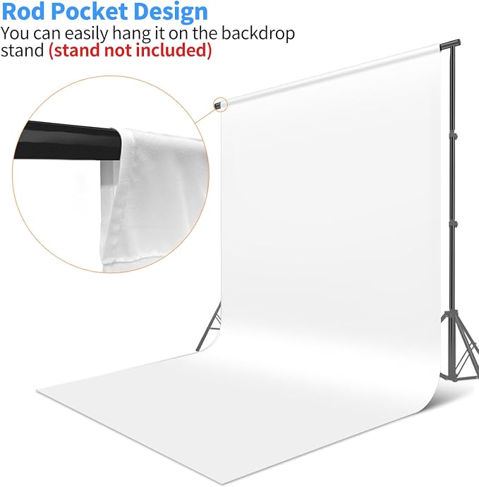 HEMMOTOP White Photo Backdrop, 6x9 ft, Photography Background | Polyester Fabric, Non Reflective, Ideal for Photoshoot, Projector Screen, Easter, Birthday, Baby Shower, Halloween Party - Image 5