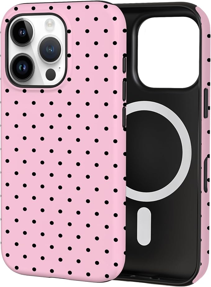 TPU Phone Case for iPhone 16 Pro, MagSafe Wireless Charging Compatible, Shockproof Slim Fit Protective Cover with Anti-Yellowing & Raised Camera Protection (Polka dot 4, iPhone 16 Pro) by Unknown