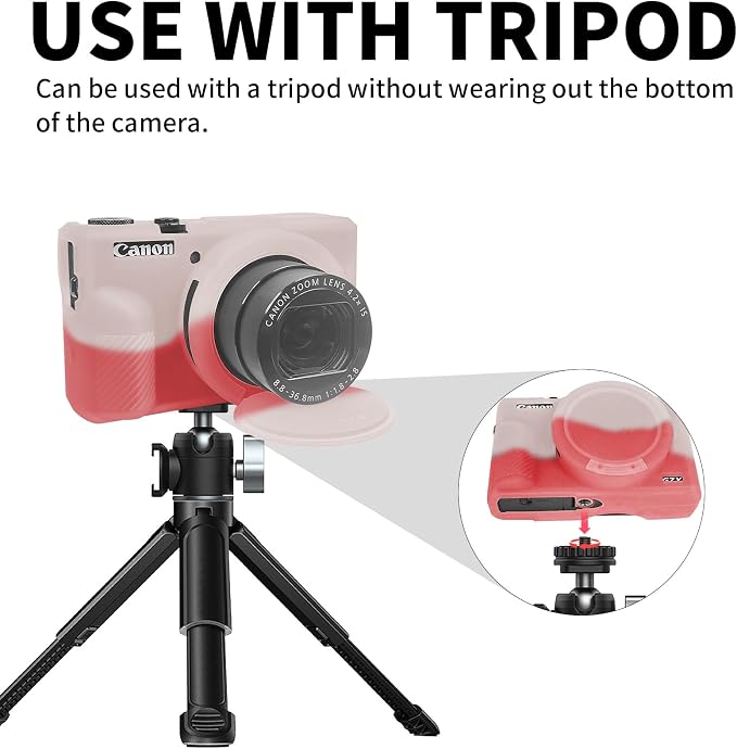 Easy Hood Case for Canon Powershot G7X Mark III Camera, White Red | With Removable Lens Cover,Soft Silicone Protective Case,Anti-Scratch,Slim Fit,Enhanced Grip,Lightweight Camera Accessories - Image 5
