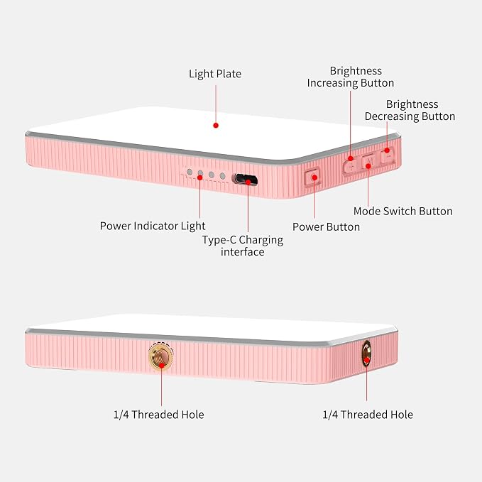 Newmowa Clip Selfie Light for Phone with Smart Light Sensor 2000mAh Pink | Rechargeable, Portable video light, for Laptop and Camera, 3 Modes, Phone light for Selfie, Makeup, Video Conference, TikTok - Image 7