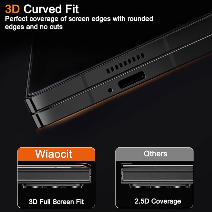 Wiaocit Privacy Screen Protector for Samsung Galaxy Z Fold 8 Ultra/Z Fold 7 | 3+3 Pack, 9H Tempered Glass, Camera Lens Protector, Installation Frame, Bubble Free, Case Friendly - Image 5