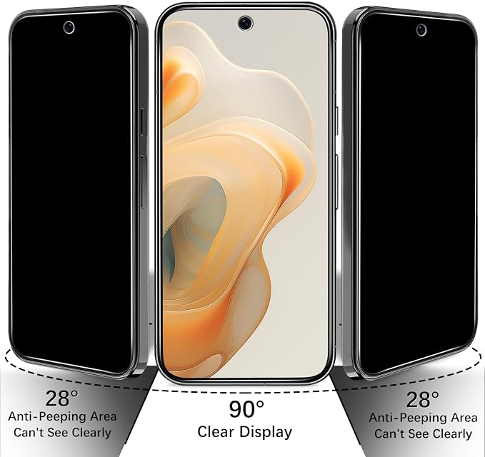 Privacy Screen Protector for Google Pixel 10 Pro XL Tempered Glass | with Camera Lens Protector, Anti Spy, Fingerprint ID Compatible, Anti Scratch, 2+2 Pack - Image 3