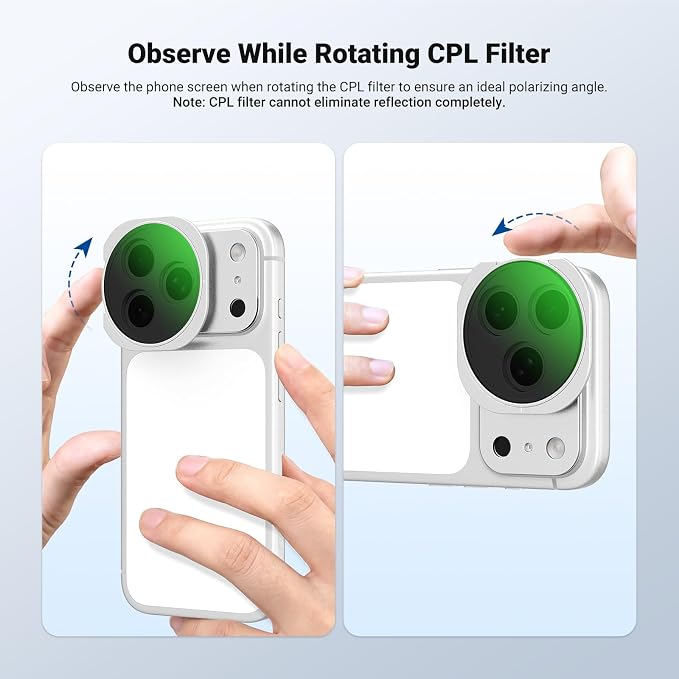 NEEWER CPL + Variable ND Filter Compatible with iPhone 17 Pro Only, Magnetic Adjustable Circular Polarizer Neutral Density (ND2-32) Photography Accessories with Adhesive Backplate, Silver, FH-15 - Image 6