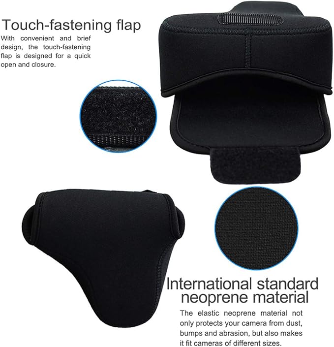 JJC Black Ultra Light Neoprene Camera Case for Sony a6600 a6500 a6400 a6300 a6100 a6000 a5100 +18-55mm/E 50mm F1.8 Lens, Pouch Bag for Fuji X-T30 X-T20 X-T10 +16-50mm, Canon PowerShot SX530 SX540 G3X - Image 2