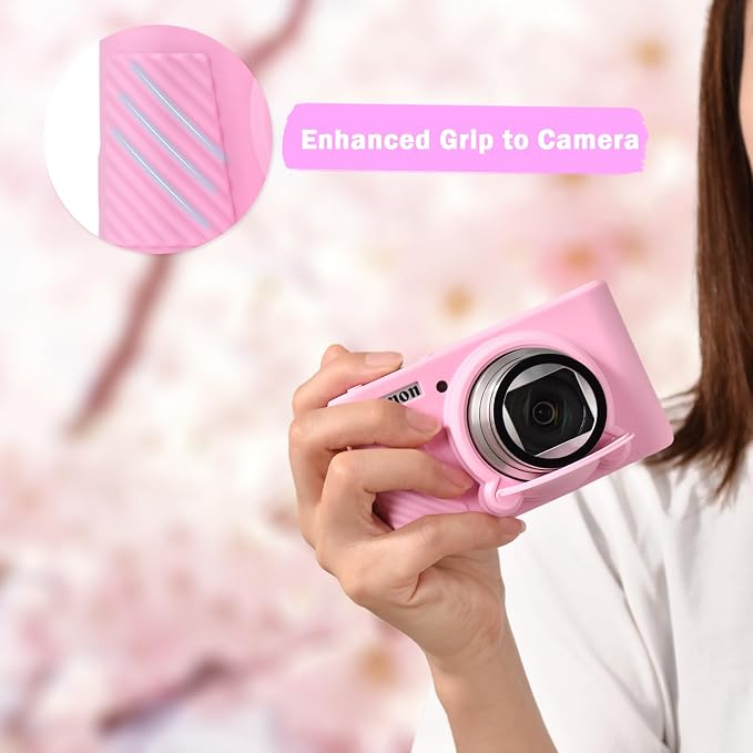 MUZIRI KINOKOO Case for Canon Powershot SX740/SX730 HS Digital Camera - Soft Protective Cover SX740 SX730 HS Camera Silicone Sleeve with Removable Lens Cover - Anti-Slip & Anti-Scratch - Pink - Image 5