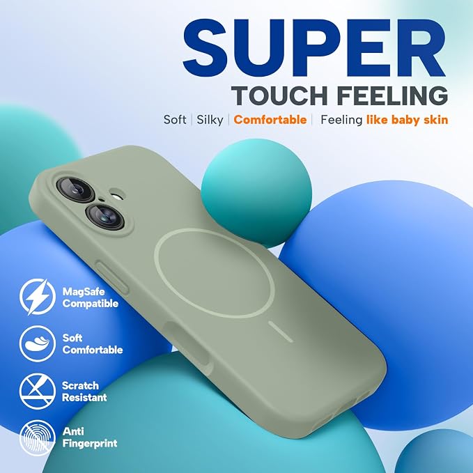 Miracase Silicone & Magnetic for iPhone 17 Case, Patina Green | Compatible with MagSafe, Silicone Camera Control Cover, Soft Microfiber Lining, Shockproof Drop Protection Phone Case for 17 - Image 5