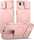 SURITCH for iPhone 17e/16e Case with Magnetic Camera Slide Cover and Adjustable Kickstand, Compatible with MagSafe, Shockproof Bumper Case Slim Protective Cover 6.1 Inch,Pink by SURITCH