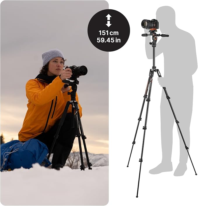 Manfrotto Befree Advanced 3-Way Camera Tripod for Sony's Alpha Cameras, Aluminium Travel MiniTripod, Lever Lock, with 3-Way Fluid Head, for Photo and Video, Vlogging Equipment, Carry Bag, MKBFRLA-3W - Image 2