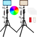 2 Packs RGB LED Video Light with Tripod Stand/White Filters by QEUOOIY