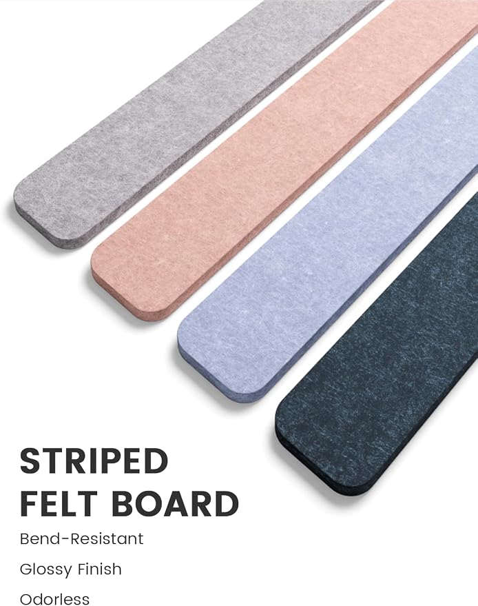 Fluxynara 13" x 2" Felt Wall Panels, Heather Grey | 8-Pack Includes 50 Push Pins and Adhesive Tabs for Photos, Notes and Decor in Bedroom Doors, Home Office or Studios - Image 3
