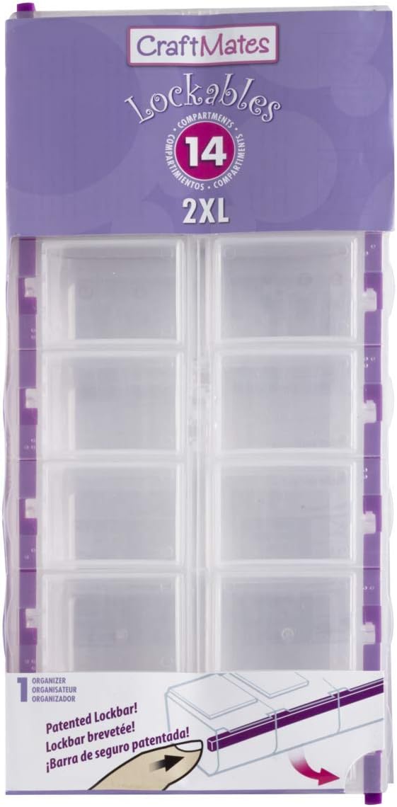 Craft Mates Bead Organizer, 14 Locking Compartments, Plastic Storage (2XL) | Clear Plastic Storage for Buttons, Pins, Jewelry, Diamond Art & Craft Supplies, Large Portable Organizer for Crafters by CRAFTMATES
