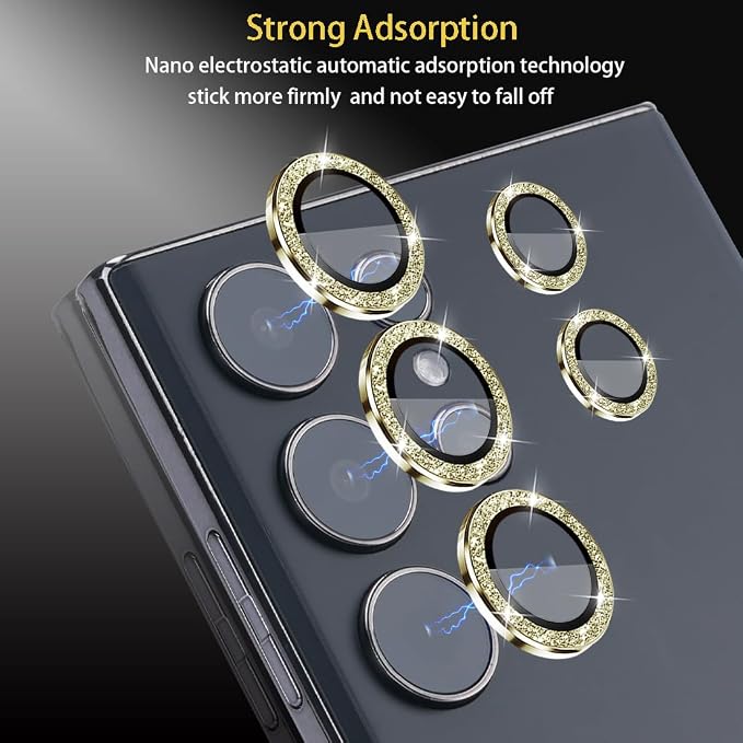 Camera Lens Protector for Samsung Galaxy S24 Ultra, Glitter Gold | Tempered Glass, Auto-align Tray, Easy Installation, Case Friendly, Anti-Scratch, HD Clear, Ultra Slim - Image 4