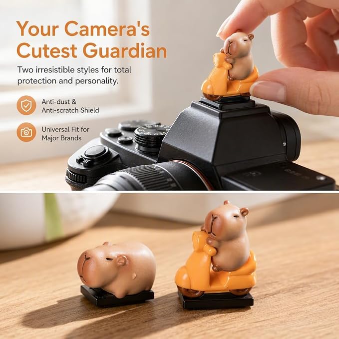 Camera Hot Shoe Cover, Cartoon Hot Shoe Cap, Hot Shoe Protector Compatible with Sony Fujifilm Fuji Canon Nikon Pentax Leical Panasonic (2pcs Motorcycle Capybara) - Image 2