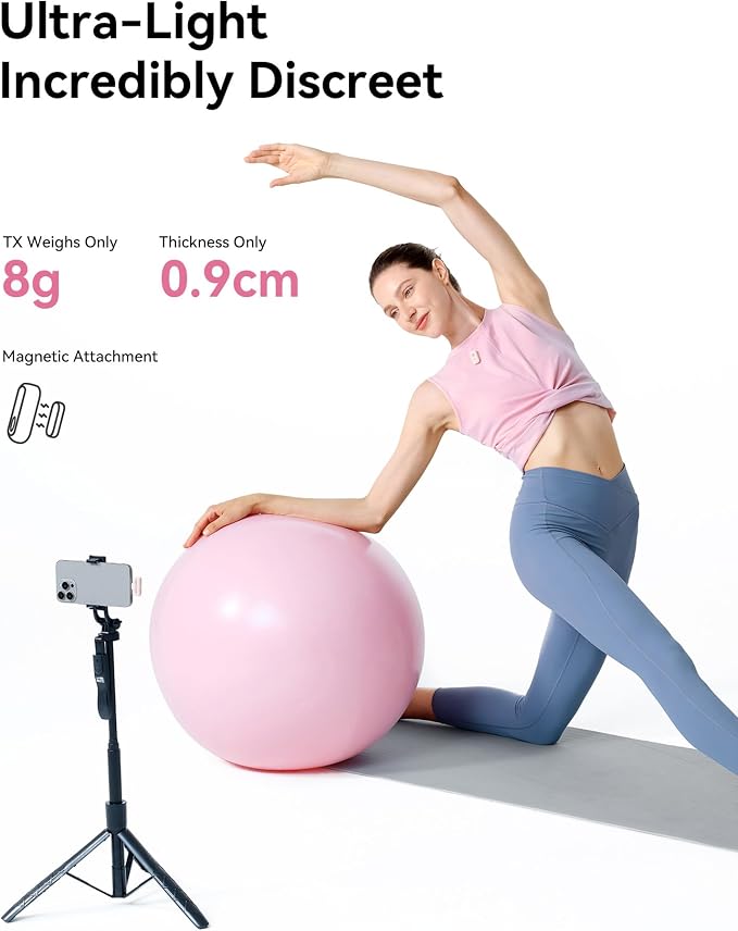 Hollyland Lark A1 Wireless Mini Microphone for iPhone & Android, 48kHz/24-bit, 3-Level Intelligent Noise Cancel, Microphone for YouTube, Podcast, Vlogging (Pink, 2TX + 2RX + Charging Case) - Image 2