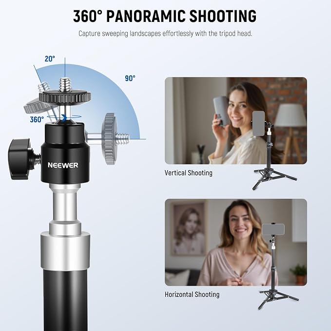 NEEWER Webcam Stand Tripod for Desk, Mini Desktop Tripod with Cell Holder Compatible with Logitech Anker Emeet Webcam Ring Light for Video Recording Live Streaming Zoom Call, Max Load 2.2lb/1kg, ST45B - Image 4