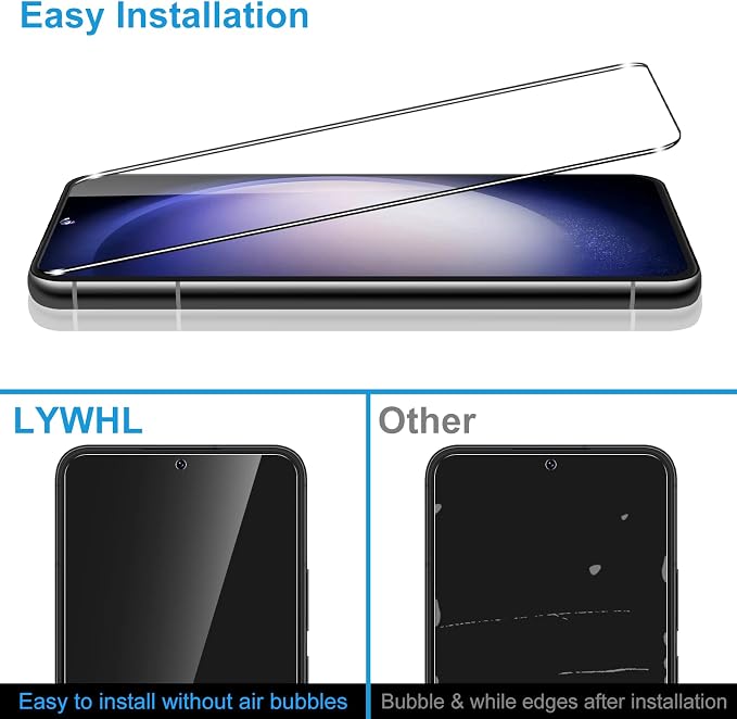 LYWHL for 3 Pack Samsung Galaxy S23 Tempered Glass Screen Protector with 2 Pack Camera Lens Protector, Support Fingerprint Unlock, Sensitive Touch 9H Shatterproof Bubble Free Case Friendly - Image 7