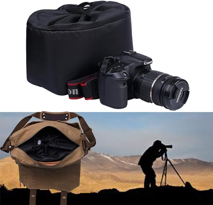 JAKAGO Shockproof Camera Insert Bag for SLR DSLR Mirrorless Camera Lens Flash Light Accessories Camera Pouch with Adjustable Dividers for Canon Nikon Sony Water Resistant Camera inner case(Black) - Image 7
