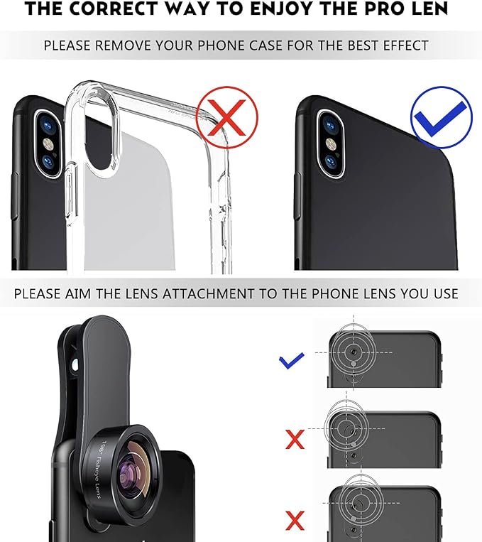 KEYWING Fisheye Lens, 198° Fish Eye Phone Camera Lens Kit for iPhone | Fish Bowl Camera Lens, Phone Lens Accessories, Lens Attachments for iPhone 6 7 8 X Samsung Smartphone - Image 6