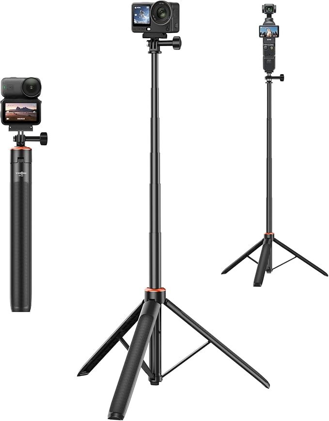 53" Osmo Action 6 Selfie Stick Tripod for DJI Osmo Nano/Action 6, Compact Extendable Handle Grip w Magnetic Quick-Release Adapter Mount, Extension Rod/Travel Vlogs Stand/Accessory for Video Shooting by Unknown