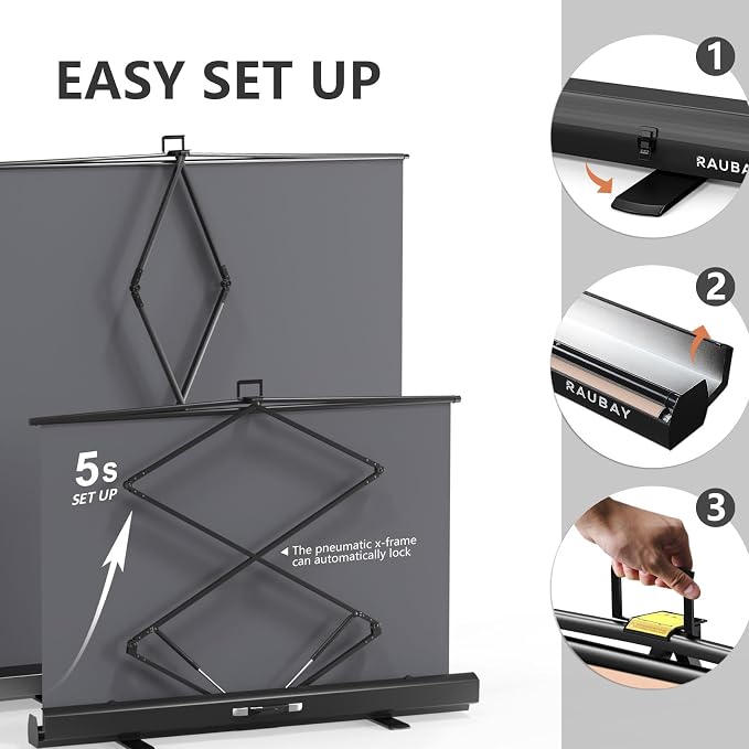 【Wider Style】 RAUBAY 78.7 x 82.7in Large Collapsible Beige Backdrop Screen | Portable Retractable Panel Photo Nude Background with Stand for Video Conference, Photographic Studio, Streaming - Image 3