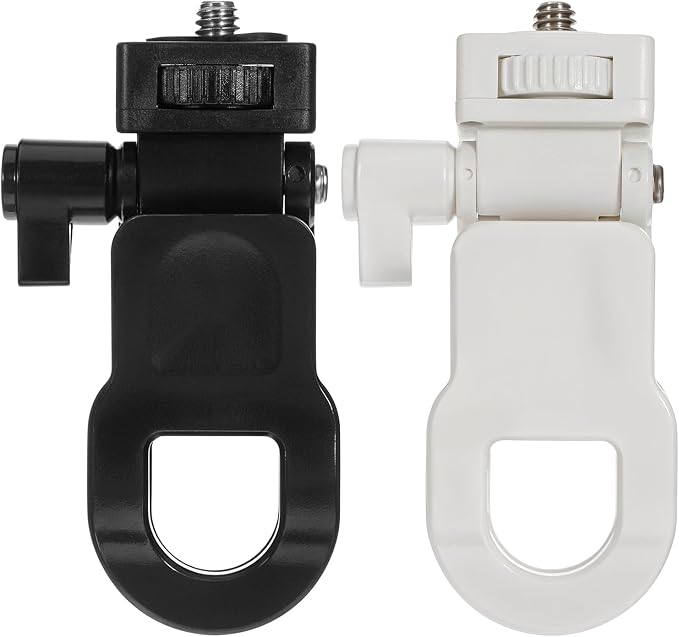 Xindojuz 2pcs Camera Clip, Anti-Slip Selfie Light Clip for Monitor Mount with 1/4 Universal Screw Multiple-Use Camera Clamp Phone Light Holder Attachment for Laptop Tripod Live Stream (Black, White) by Xinjoduz