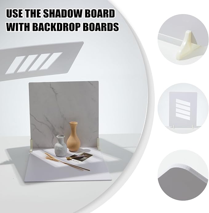 BEIYANG 4PCS 16x16 Inch Backdrop Boards and 1PCS 15x19 Inch Window Shadow Pane, Perfect Backdrop Kit for Small Product Such as Food Drink Make-up Flower, Durable Waterproof - Image 4