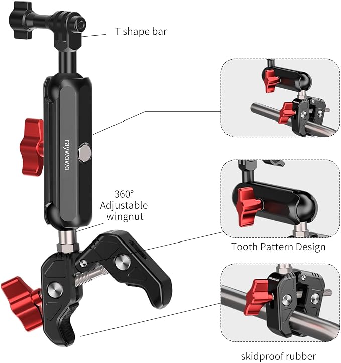 Camera Magic Clamp Mount with 1/4"-20 Screw | Versatile clamp mounts action cameras and lights on desks, bikes, umbrellas and studio stands. - Image 7