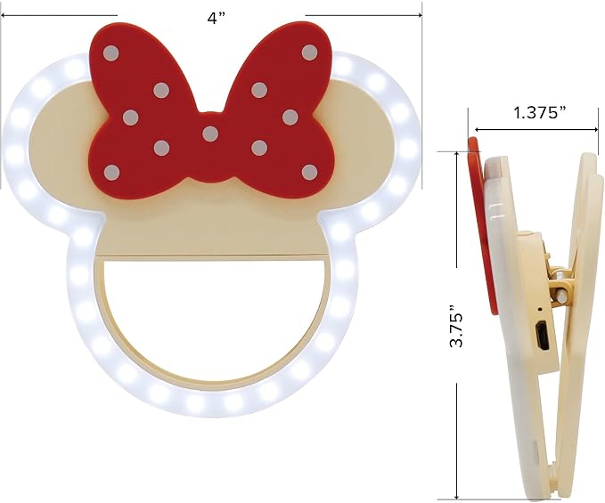 Impressions Vanity Disney Minnie Mouse GlowMe LED Beauty Ring Light with 3 Level Adjustable Brightness, Portable Clip on Phone Ring for Makeup and Tablet - Image 3