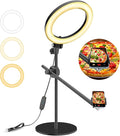 Selfie Ring Light with Stand and Phone Holder,Overhead Phone Mount with 10.5" Ring Lights,Desk Circle Lingt with Tripod Adjustable Shooting Arm for Video Recording,YouTube,TikTok,Live Streaming by LUXSURE