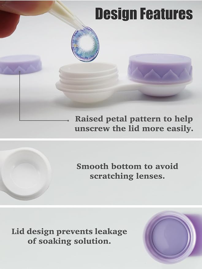 Vastsoon 4 Pack Contact Lens Case, Contact Solution Soaking Case Replacement Kit for Travel, Daily Use (Purple) - Image 5