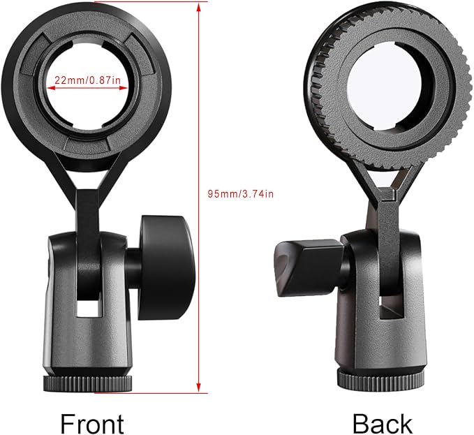Condenser Microphone Holder Standard Interface Thread Compatible with Stand Devices With 3/8 Conversion Nut Short Video Mic Clip Ferrule For 0.9-inch Portable Shockproof Microphone Stands - Image 5
