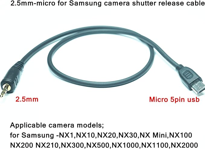 2.5mm-Micro USB Camera Remote Shutter Release Cable Wire for Samsung Accessories Nx1000/Nx2000/Nx300 Used for Connecting Wireless Remote Controls Flash Triggers and Shutter Controllers (SR2NX2) - Image 5