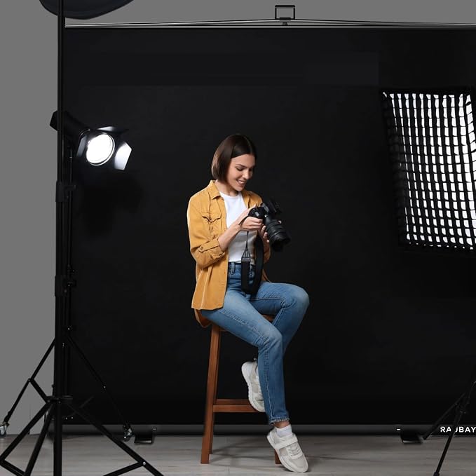 【Wider Style】 RAUBAY 78.7 x 82.7in Large Collapsible Black Backdrop Screen | Portable Retractable Panel Photo Background with Stand for Video Conference, Photographic Studio, Streaming - Image 6