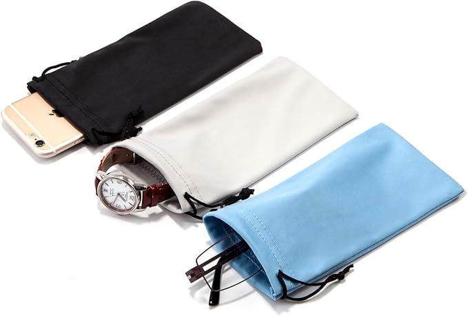 TRIUMPH VISION Glasses Case Soft Eyeglass Case Sunglass Pouch Cloth 3 Pack | Thick Microfiber Pouch Drawstring Pouch Eye Glass Bag Sunglasses Sleeve Storage, Lens Protection Cover,Cleaning Lens Screen - Image 7